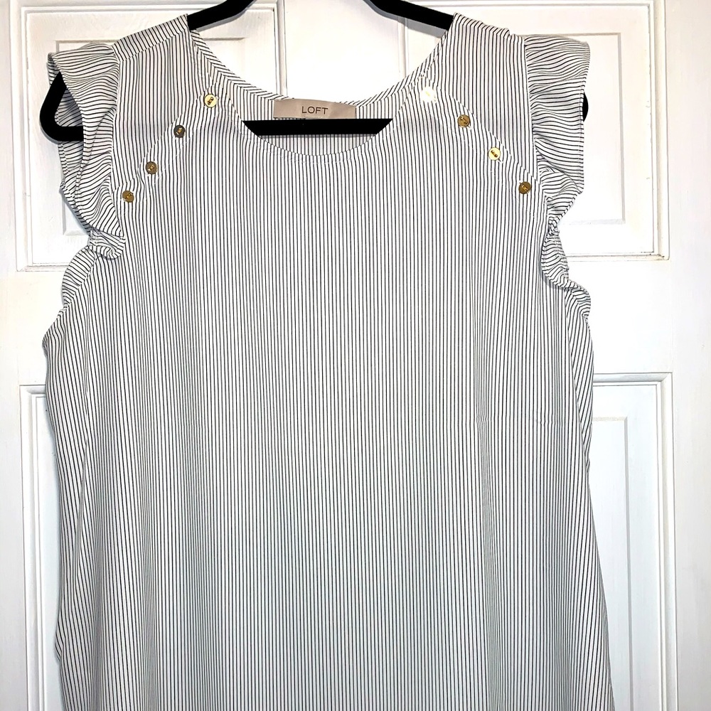 Flutter Sleeve Pinstripe Blouse